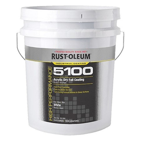 Rust-Oleum Coating, Specialty, 5 gal, White, Flat, Acrylic, Water 251280